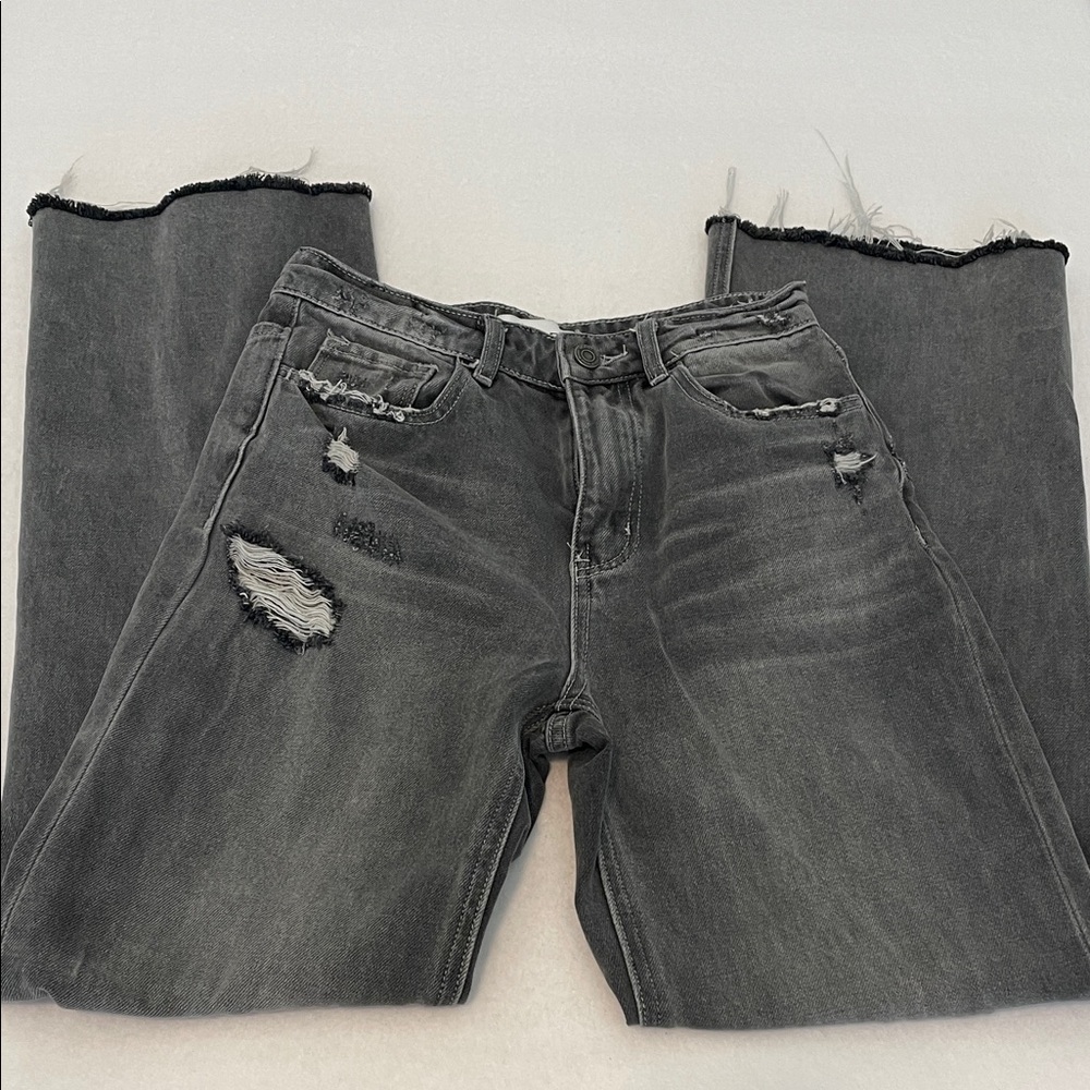 Vervet Charcoal Distressed Women's Jeans, Size 25